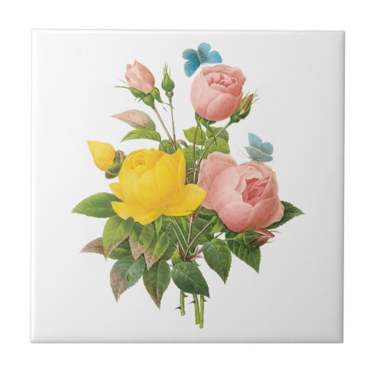 ヴィンテージペルシャイエローローズティーバラズバイルドゥート タイル (正面)