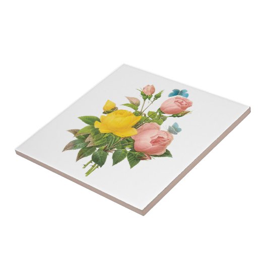 ヴィンテージペルシャイエローローズティーバラズバイルドゥート タイル (側面)