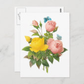 ヴィンテージペルシャイエローローズティーバラズバイルドゥート ポストカード (正面/裏面)