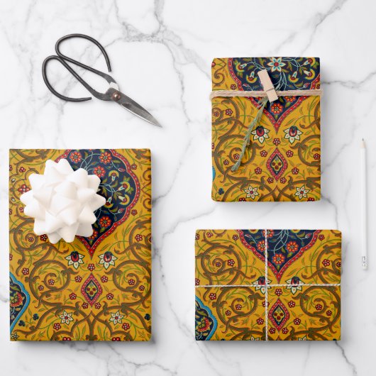 ヴィンテージペルシャフローラ芸術 ラッピングペーパーシート (正面)