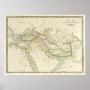ヴィンテージペルシャ帝国地図（1844年）古代バビロン ポスター