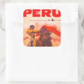 ヴィンテージペルー広場ステッカー スクエアシール (バッグ)