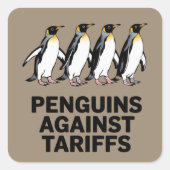 ヴィンテージペンギンが関税に抗議おもしろいする スクエアシール (正面)