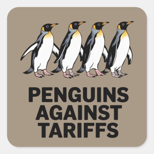 ヴィンテージペンギンが関税に抗議おもしろいする スクエアシール (正面)