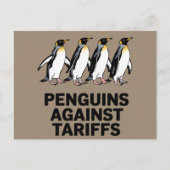 ヴィンテージペンギンが関税に抗議おもしろいする ポストカード (正面)