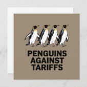 ヴィンテージペンギンが関税に抗議おもしろいする 招待状 (正面/裏面)