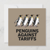 ヴィンテージペンギンが関税に抗議おもしろいする 招待状 (正面)