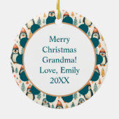 ヴィンテージペンギンとキャンディキャンセスクリスマス セラミックオーナメント (裏面)