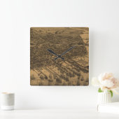 ヴィンテージペンサコーラの絵図(1885年) スクエア壁時計 (ホーム)