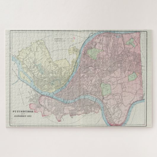 ヴィンテージペンシルベニアの地図(1901) ジグソーパズル (横)