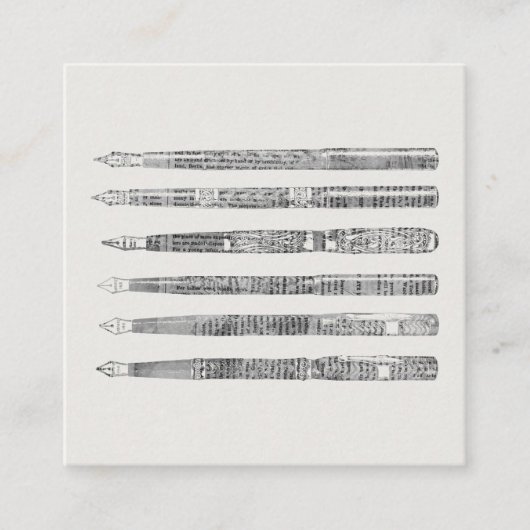 ヴィンテージペンズ新聞アートイラストレーション エンクロージャーカード (正面)