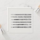 ヴィンテージペンズ新聞アートイラストレーション カード (正面/裏面インサイチュ)