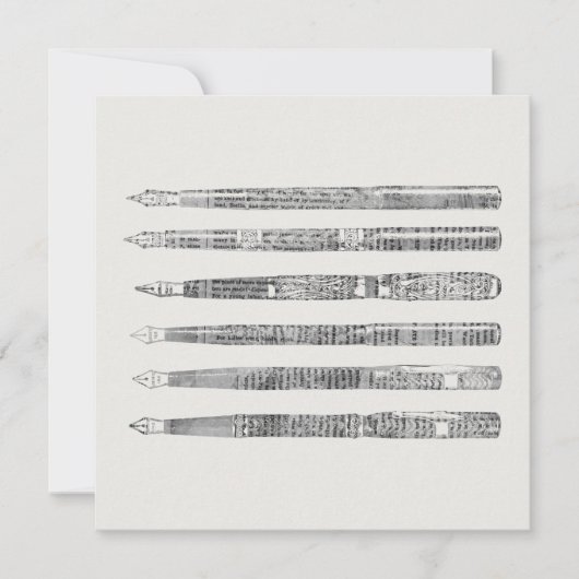 ヴィンテージペンズ新聞アートイラストレーション カード (正面)