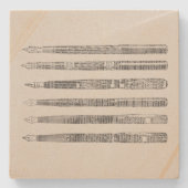 ヴィンテージペンズ新聞芸術イラストレーション ストーンコースター (正面)