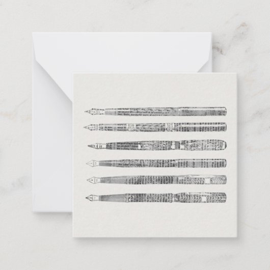 ヴィンテージペンズ新聞芸術イラストレーション ノートカード (正面)