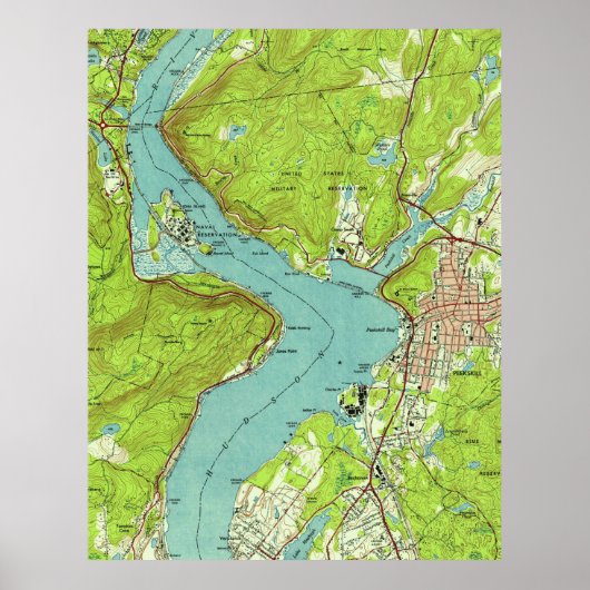 ヴィンテージペークスキルニューヨークの地図（1947年） ポスター (正面)