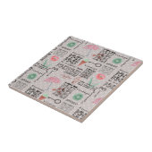 ヴィンテージページ新聞水玉模様スタイリッシュレトロ タイル (側面)