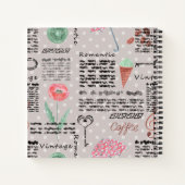 ヴィンテージページ新聞水玉模様スタイリッシュレトロ ノートブック (裏面)