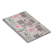 ヴィンテージページ新聞水玉模様スタイリッシュレトロ ノートブック (右側)