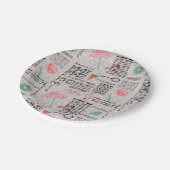 ヴィンテージページ新聞水玉模様スタイリッシュレトロ ペーパープレート (アングル)