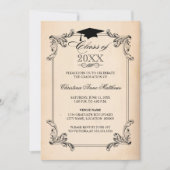 ヴィンテージペーパールックと装飾 卒業式 招待状 (正面)