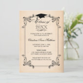 ヴィンテージペーパールックと装飾 卒業式 招待状 (スタンド正面)