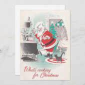 ヴィンテージホイッツクリスマスサンタクロースの料理 シーズンカード (正面/裏面)