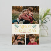 ヴィンテージホイルカスタムメリークリスマスフォトカード 箔シーズンカード (立ち正面)