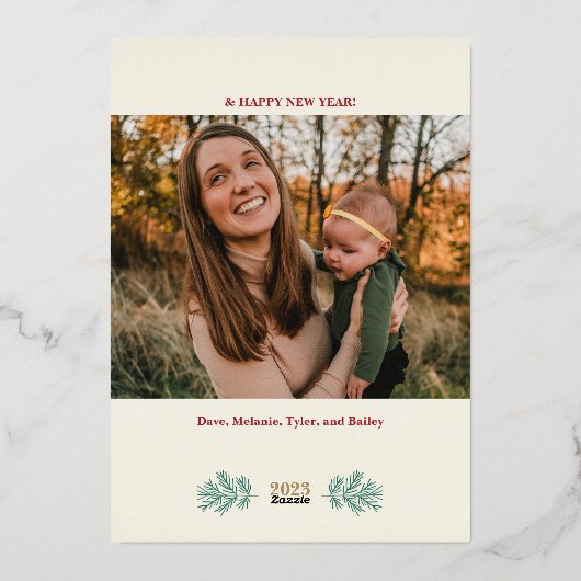 ヴィンテージホイルカスタムメリークリスマスフォトカード 箔シーズンカード (裏面)