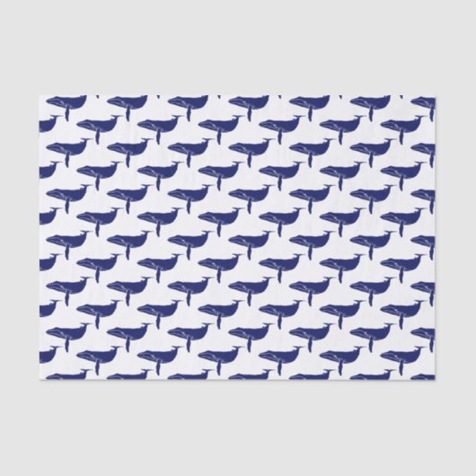 ヴィンテージホエールシルエットスケッチブルー 薄葉紙 (正面)