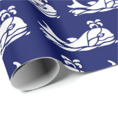 ヴィンテージホエールスパウトスケッチホワイトブルー ラッピングペーパー (ロールコーナー)
