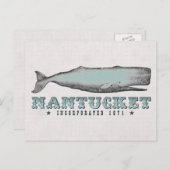ヴィンテージホエールナンタケットマサチューセッツ株式会社1671 ポストカード (正面/裏面)