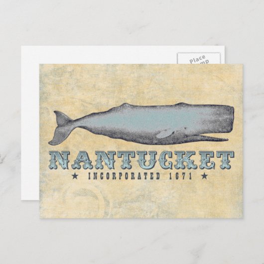 ヴィンテージホエールナンタケットマサチューセッツ株式会社1671 ポストカード (正面/裏面)