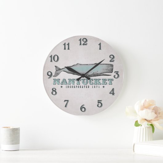 ヴィンテージホエールナンタケットマサチューセッツ株式会社1671 ラージ壁時計 (ホーム)