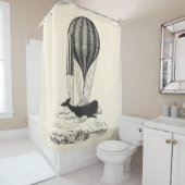 ヴィンテージホエール恋人イラストレーション シャワーカーテン (インサイチュ)