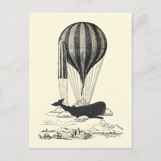 ヴィンテージホエール恋人デザイン ポストカード (正面)