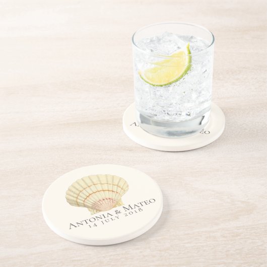 ヴィンテージホタテ結婚貝の記念日 コースター (側面)