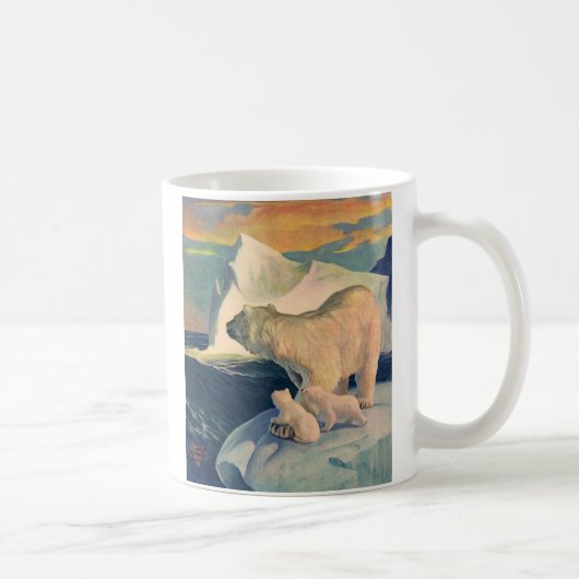 ヴィンテージホッキョクグマ、野生北極動物 コーヒーマグカップ (右)