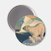 ヴィンテージホッキョクグマ、野生北極動物 マグネット (正面/裏面)