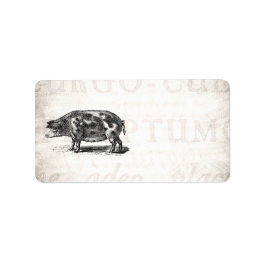 ヴィンテージホッグイラストレーションオン旧紙1800s豚 ラベル (正面)