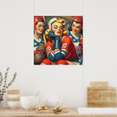 ヴィンテージホッケーガールズイラストレーション ポスター (キッチン)