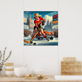 ヴィンテージホッケーガール ポスター (キッチン)