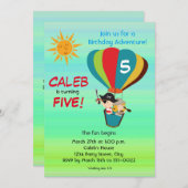 ヴィンテージホットエアバルーンアドベンチャー子供の誕生日 招待状 (正面/裏面)