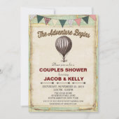 ヴィンテージホットエアバルーンカップルシャワー招待状 招待状 (正面)