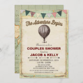 ヴィンテージホットエアバルーンカップルシャワー招待状 招待状 (正面/裏面)