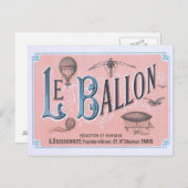 ヴィンテージホットエアバルーンポストカードパリ ポストカード (正面/裏面)