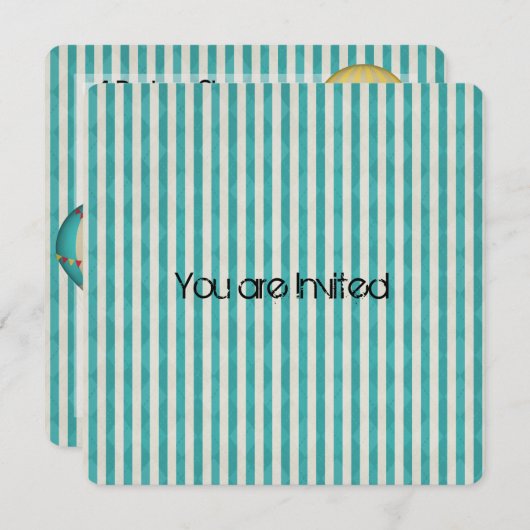 ヴィンテージホットエアバルーン赤ちゃんシャワー 招待状 (正面/裏面)