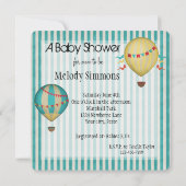 ヴィンテージホットエアバルーン赤ちゃんシャワー 招待状 (裏面)