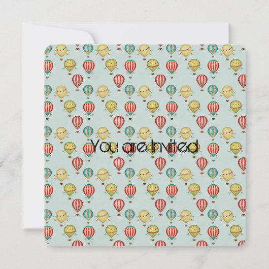 ヴィンテージホットエアバルーン赤ちゃんシャワー 招待状 (正面)