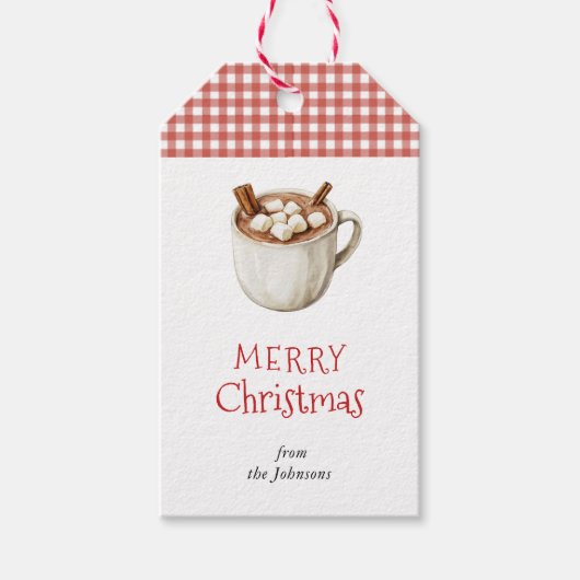 ヴィンテージホットココアギンガムクリスマス ギフトタグ (正面)